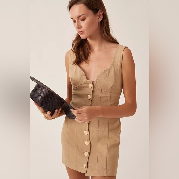 Significant Other Anthropologie Regina Denim Button Front Mini Dress Size 8 - Picture 1 of 10